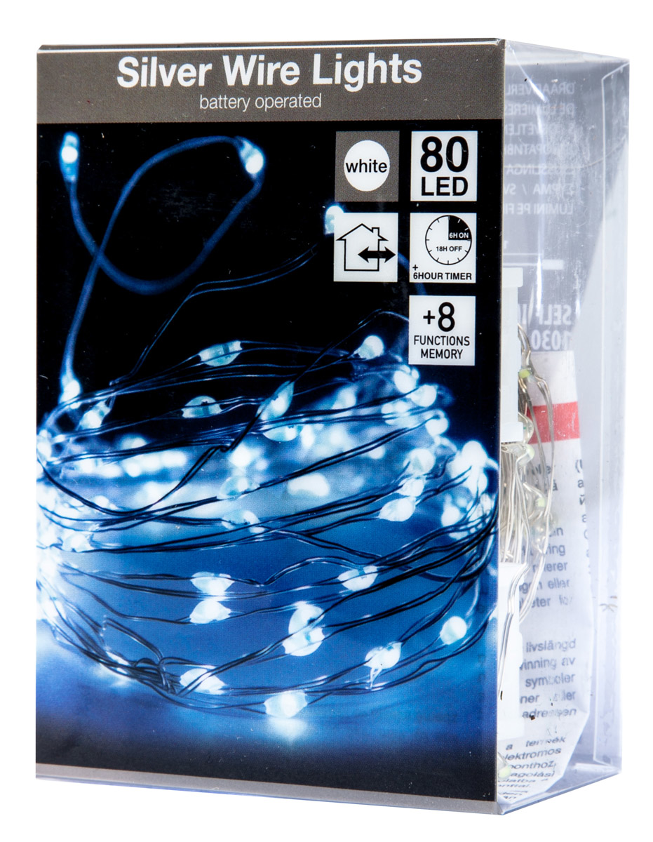 Drát světelný 80 LED bílá 1 ks