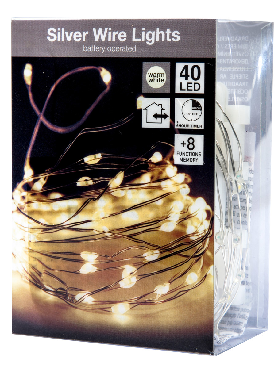 Drát světelný 40 LED žlutá 1 ks