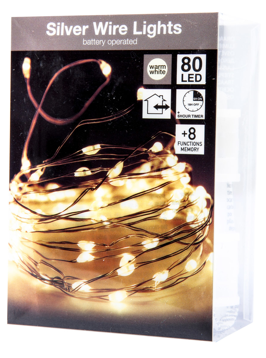 Drát světelný 80 LED žlutá 1 ks