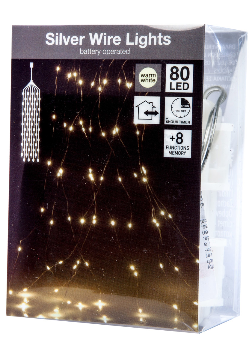 Drát světelný 80 LED žlutá 1 ks