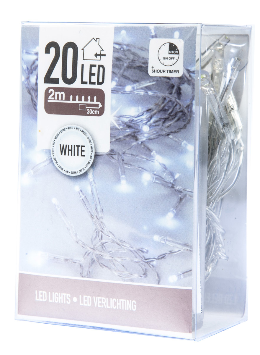 Řetěz světelný na baterky 30LED bílá 1 ks