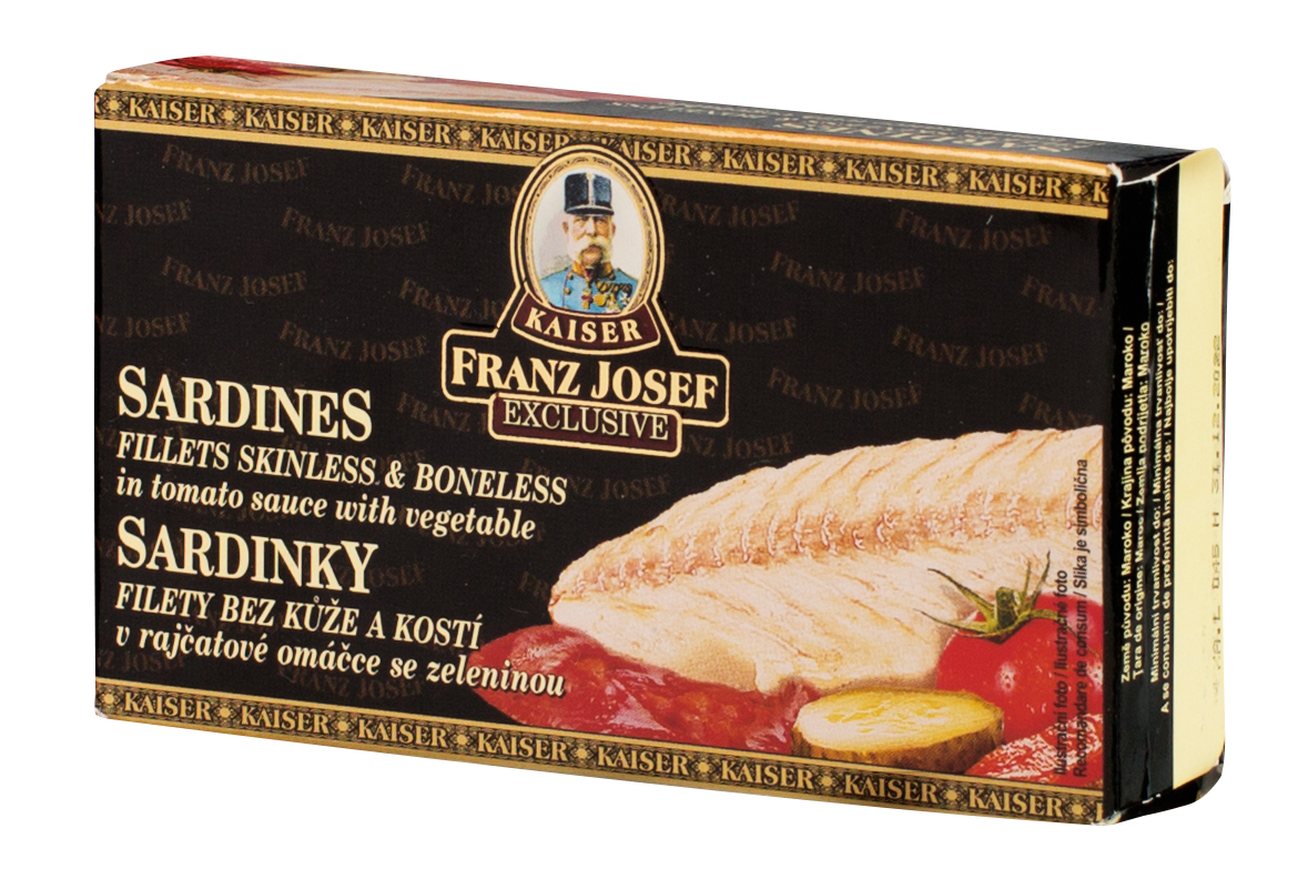 FRANZ JOSEF KAISER Sardinky filety v rajčatové omáčce se zeleninou 90 g