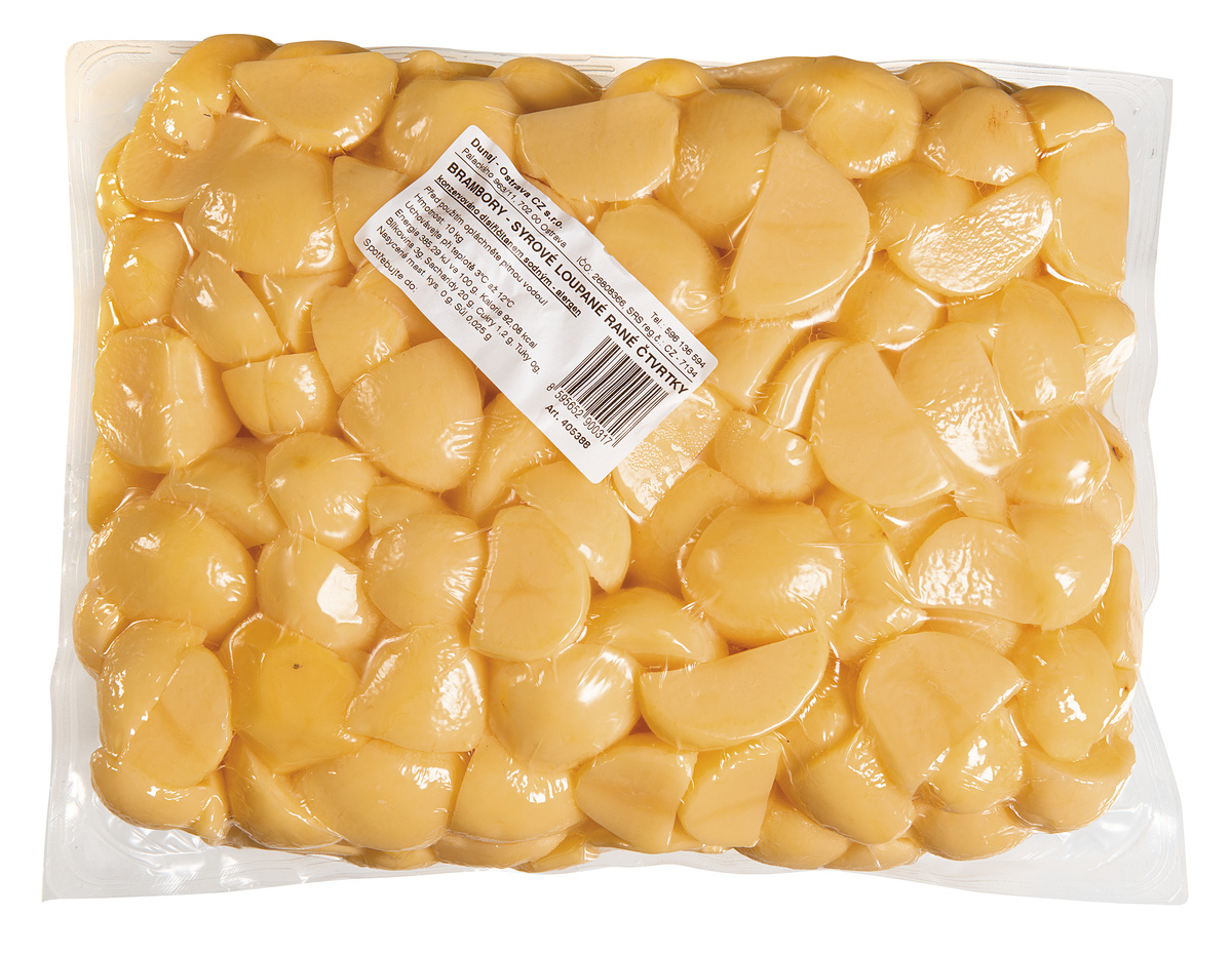 Brambory loupané syrové krájené CZ chlaz. 10 kg