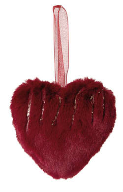 Srdce vánoční dekorace závěsná plyšová 9cm 1 ks