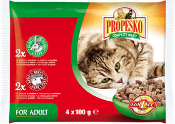 PROPESKO Kapsička masová pro kočky Hovězí / Králík 4 x 100 g