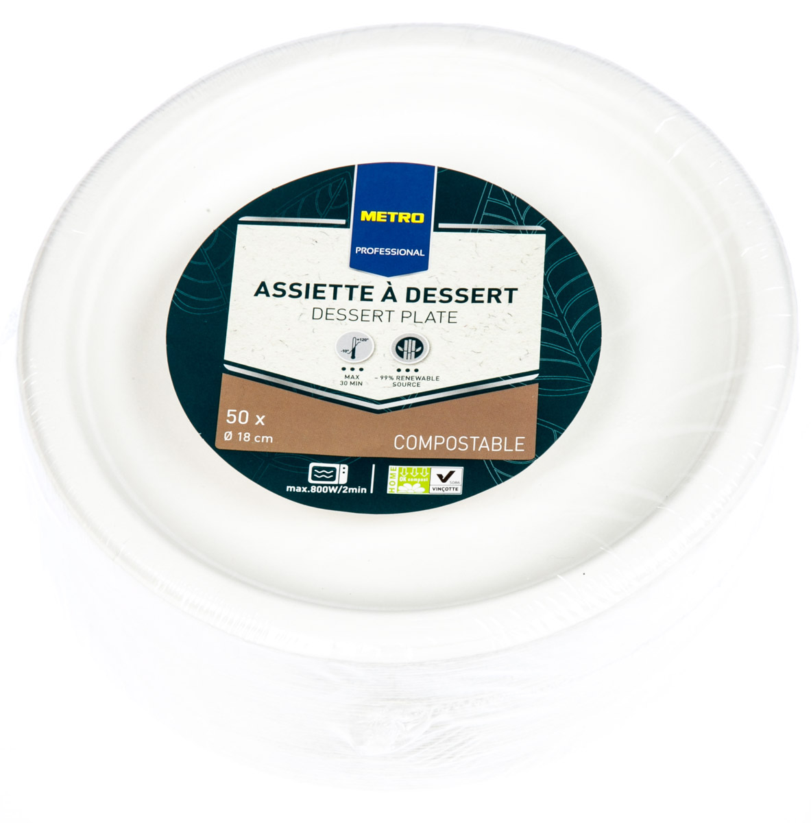 METRO PROFESSIONAL Talíř dezertní 18 cm kompostovatelný 50 ks