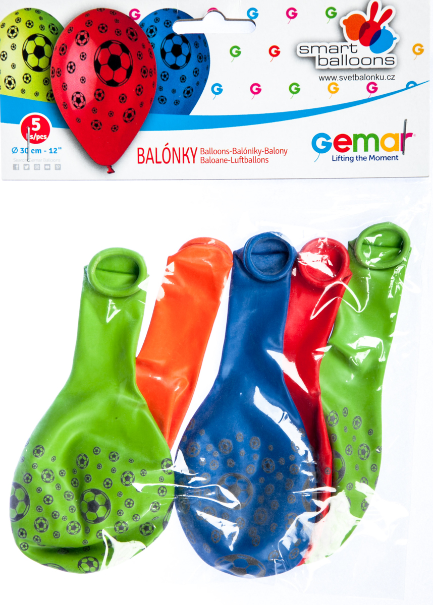 GEMAR Balónek nafukovací 30 cm fotbalový vzor 5 ks