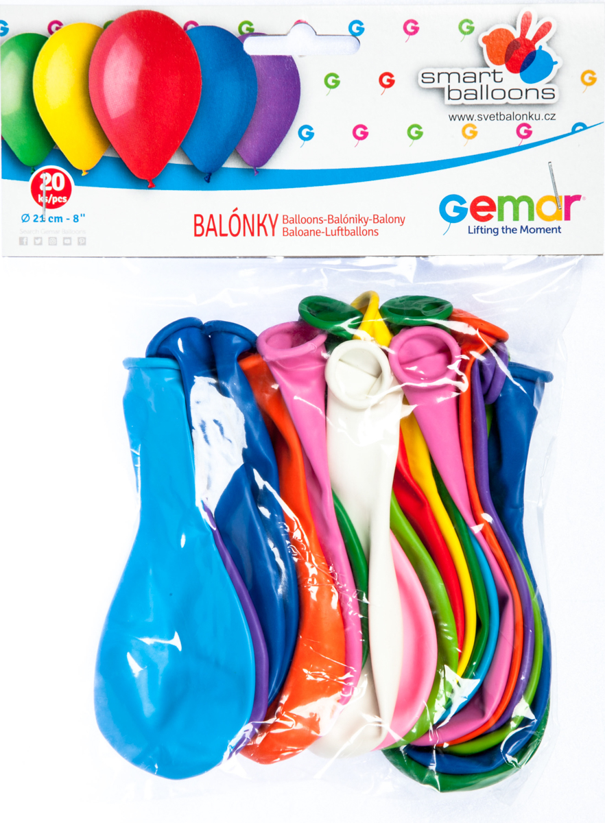 GEMAR Balónek nafukovací 21 cm mix barev 20 ks