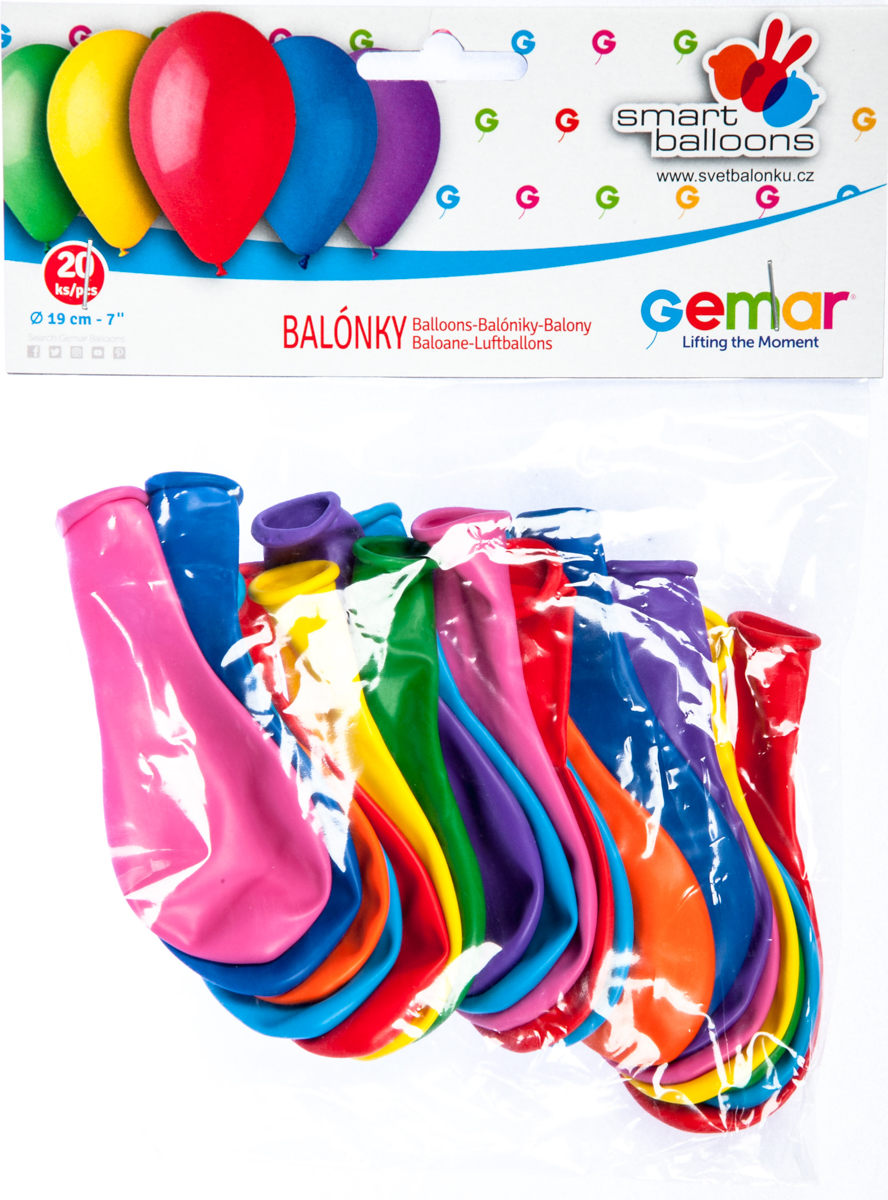 GEMAR Balónek nafukovací 19 cm mix barev 20 ks