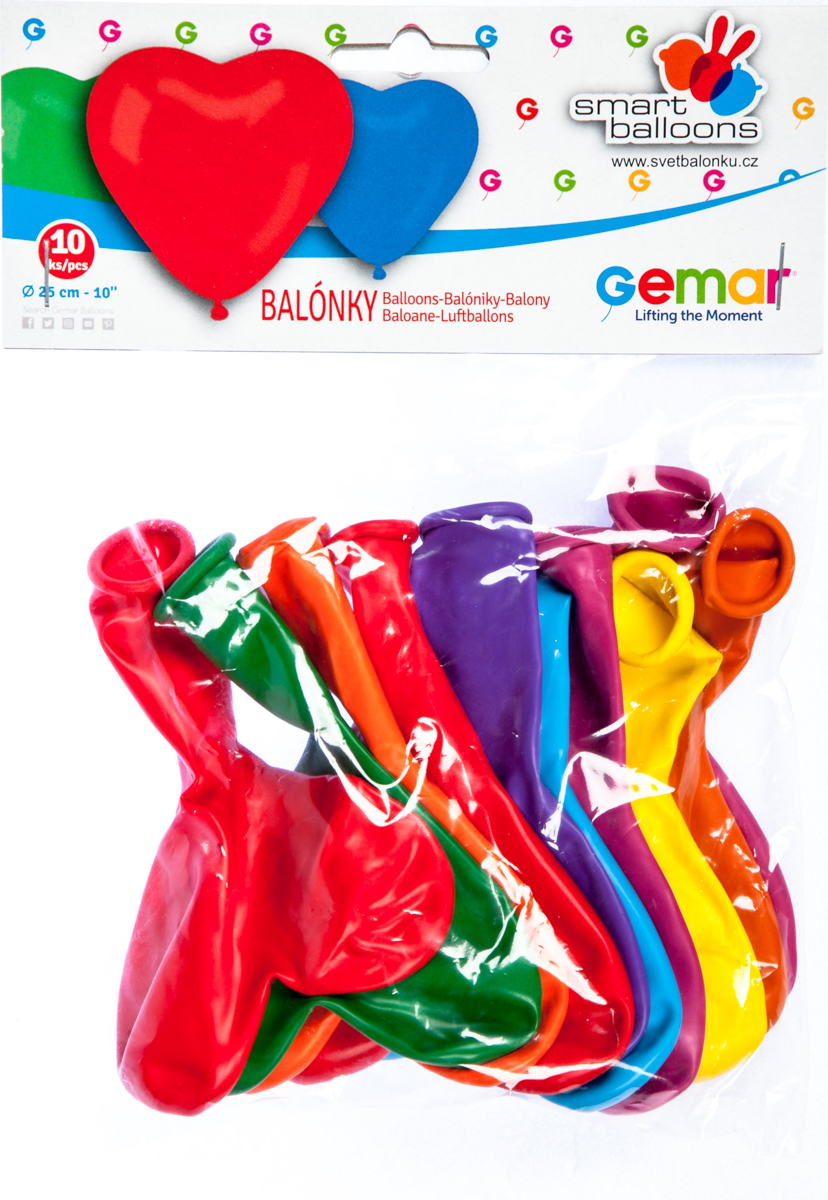 GEMAR Balónek nafukovací 25 cm tvar srdce 10 ks