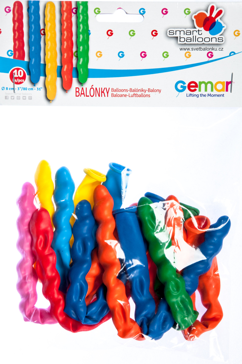 GEMAR Balónky nafukovací 8-80 cm podlouhlé barevné 10 ks