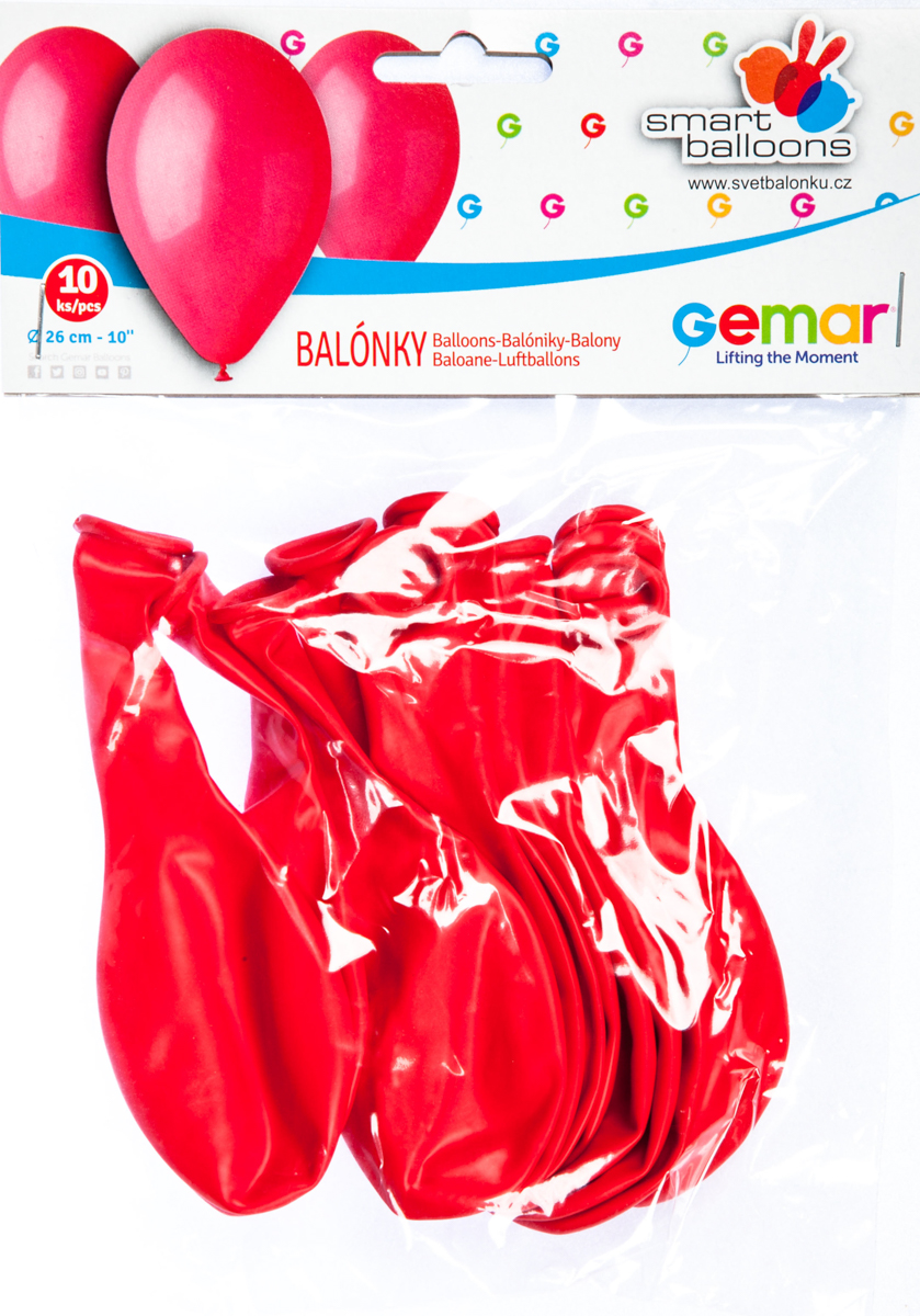 GEMAR Balónek nafukovací 26 cm červená 10 ks