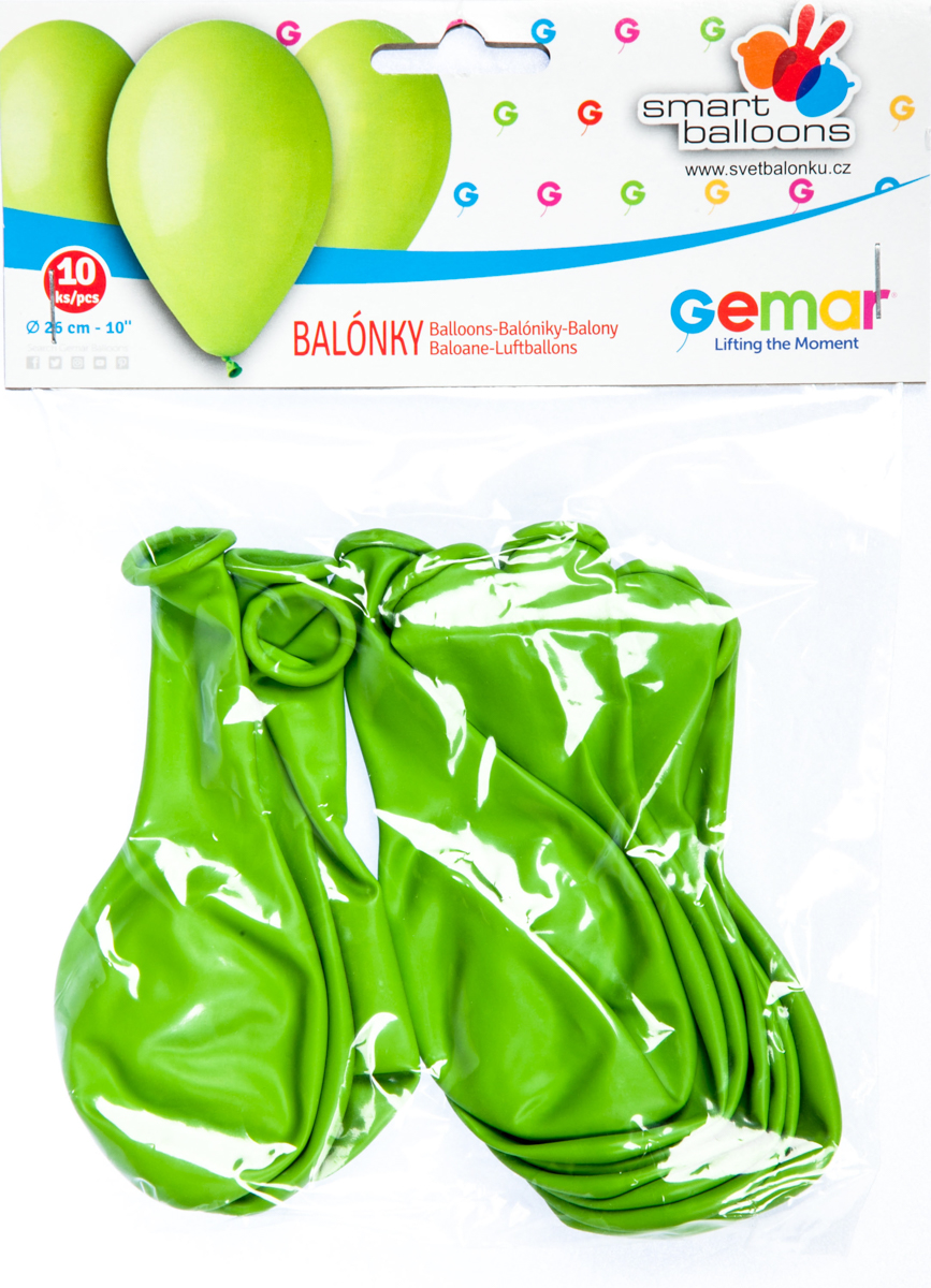 GEMAR Balónek nafukovací 26 cm sv. zelená 10 ks