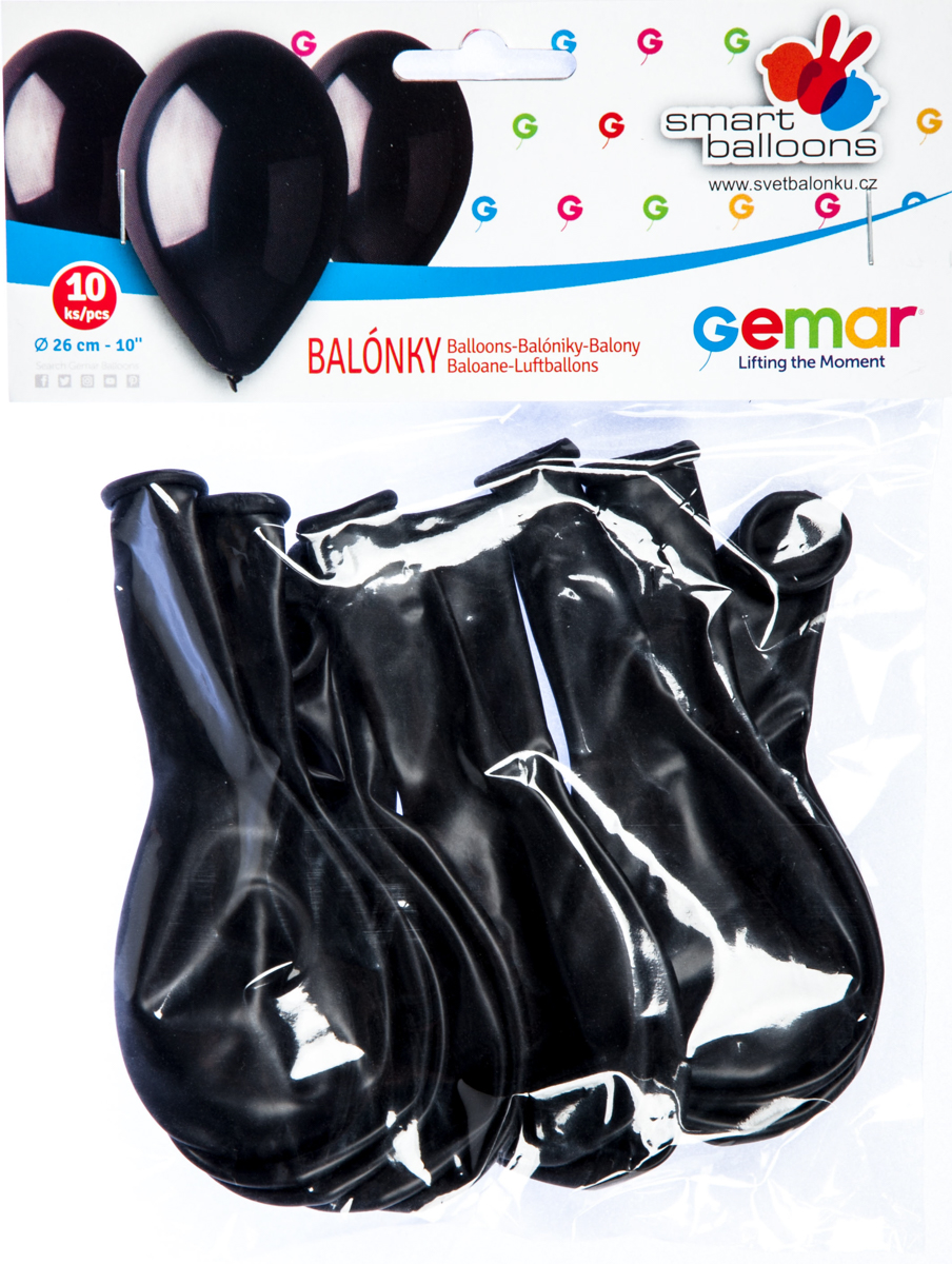 GEMAR Balónek nafukovací 26 cm černá 10 ks