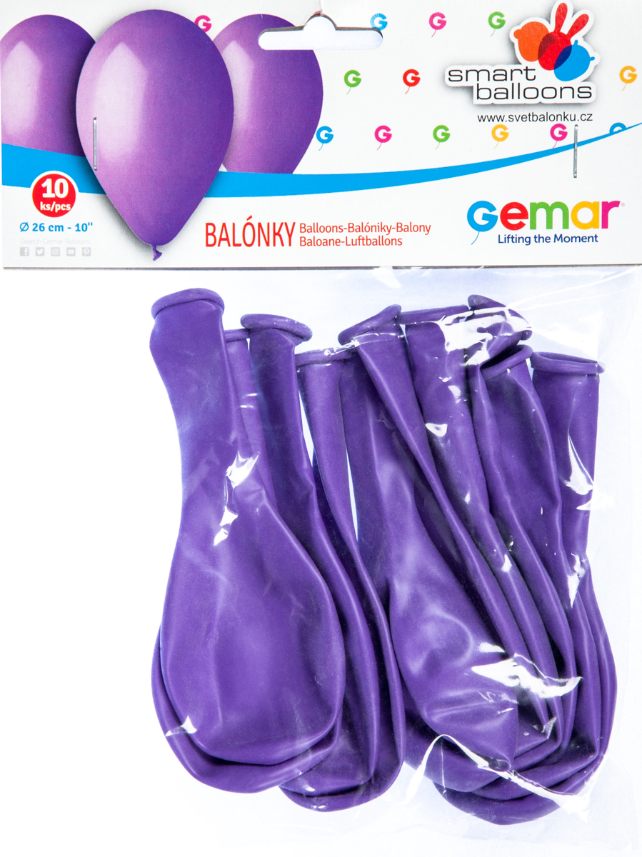 GEMAR Balónek nafukovací 26 cm fialová 10 ks
