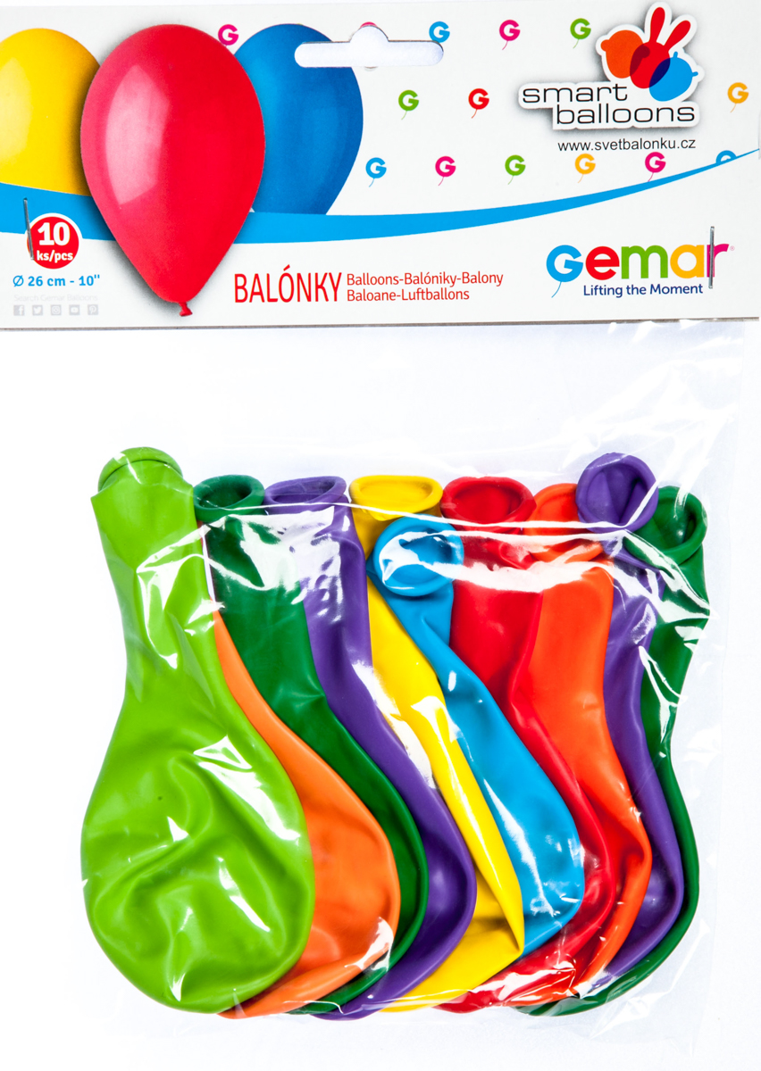 GEMAR Balónek nafukovací 26 cm mix barev 10 ks