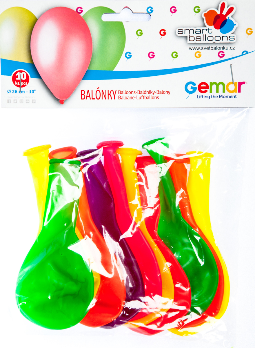GEMAR Balónek nafukovací 26 cm mix neonových barev 10 ks