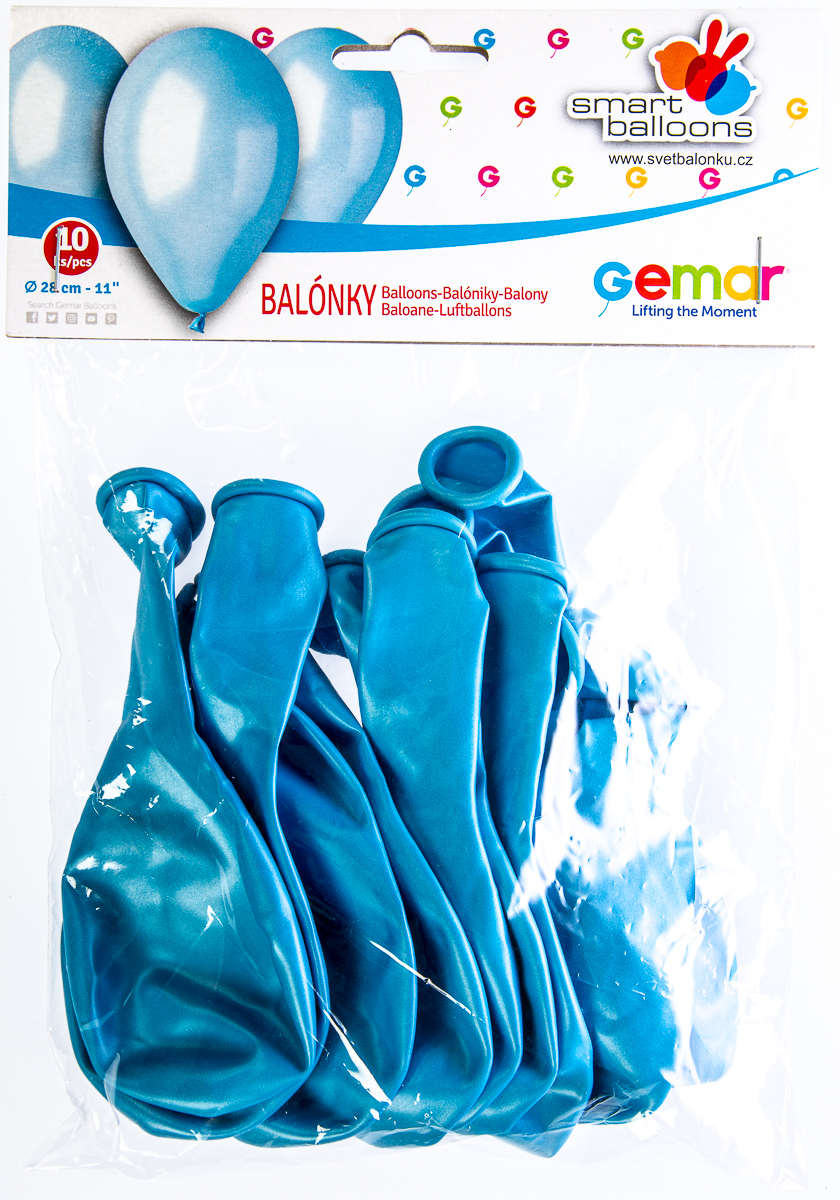 GEMAR Balónek nafukovací metalická sv. modrá 10 ks