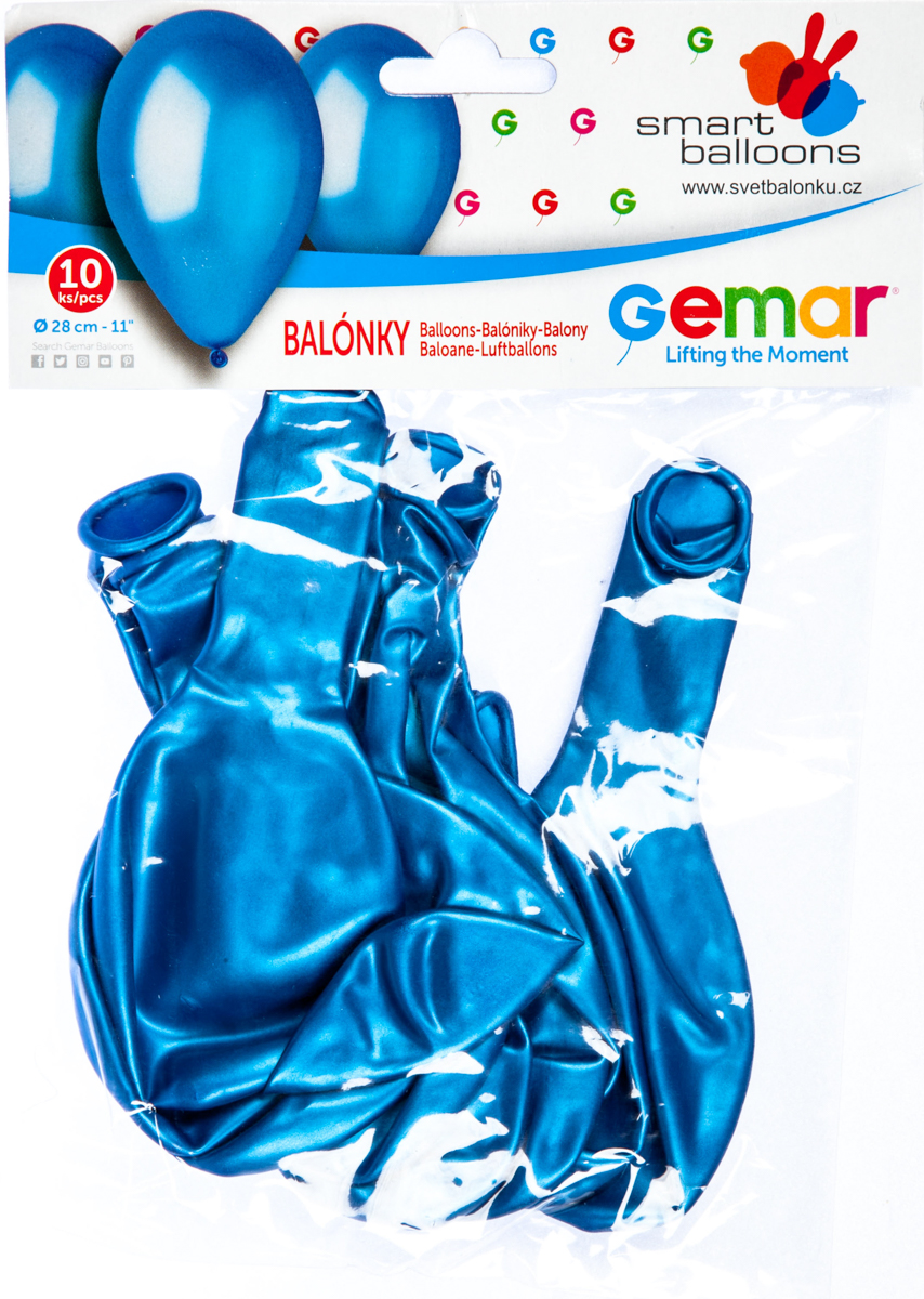 GEMAR Balónek nafukovací metalická modrá 10 ks