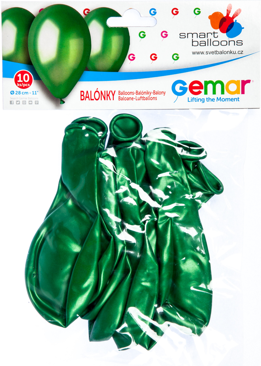 GEMAR Balónek nafukovací metalická zelená 10 ks