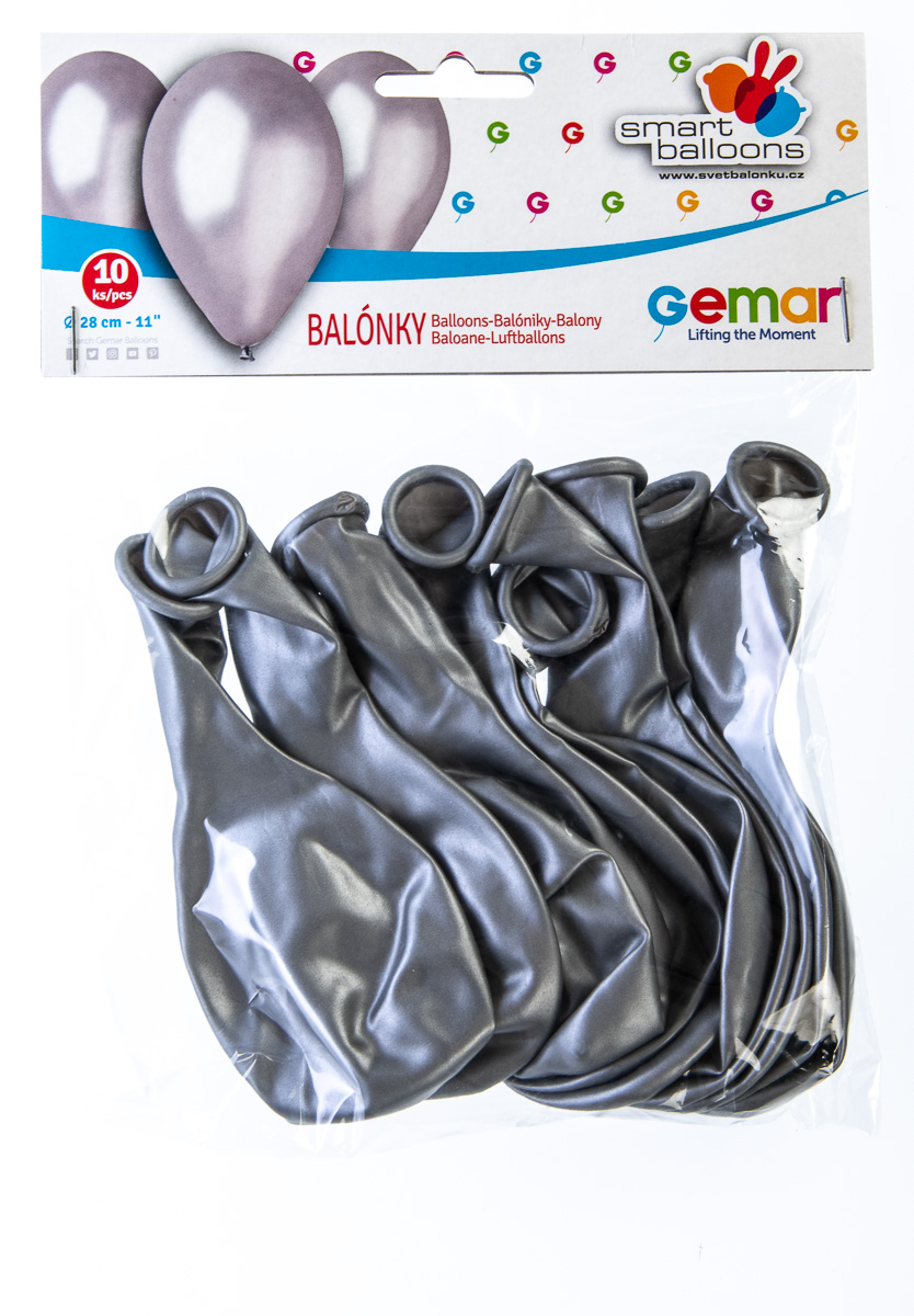 GEMAR Balónek nafukovací metalická stříbrná 10 ks