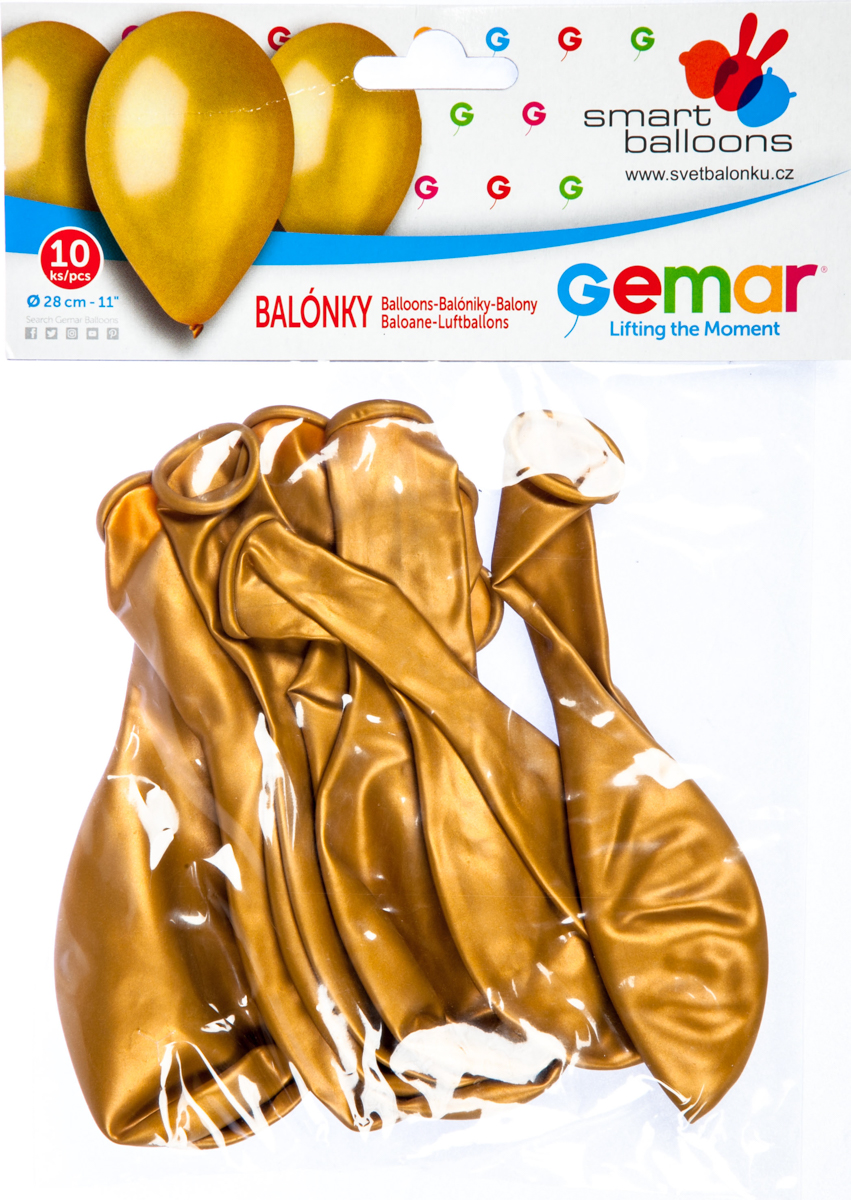 GEMAR Balónek nafukovací metalická zlatá 10 ks