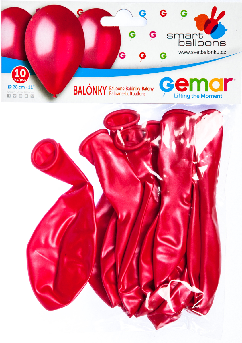 GEMAR Balónek nafukovací metalická červená 10 ks