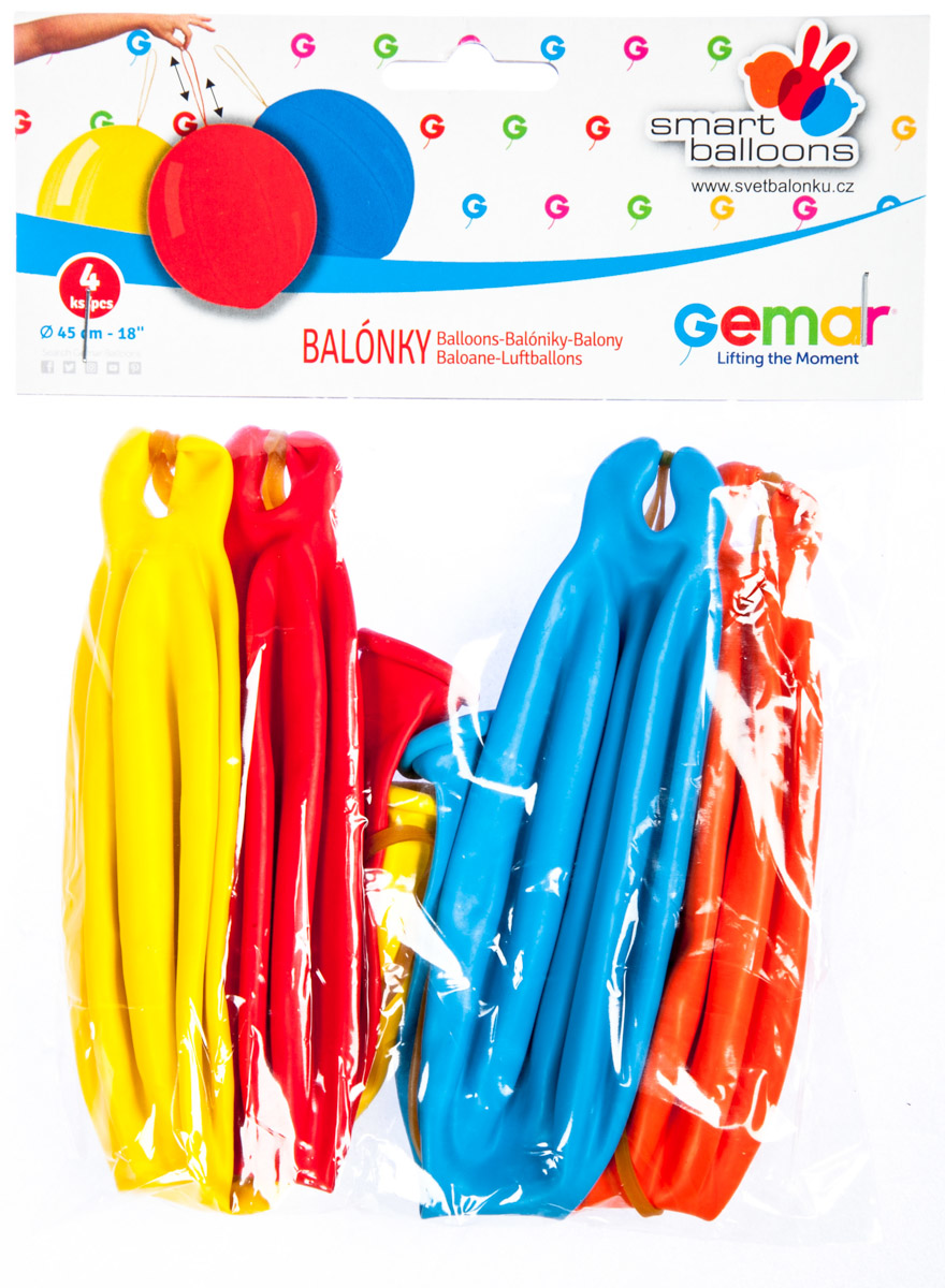 GEMAR Balónky nafukovací s gumičkou 45 cm 4 ks