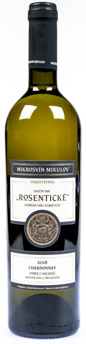 MIKROSVÍN Mikulov Chardonnay Rosentické Traditional line bílé víno 750 ml