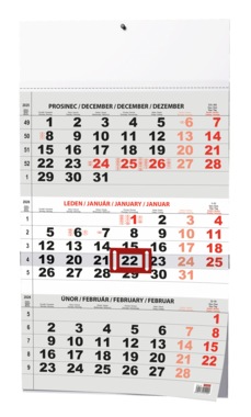 BALOUŠEK Kalendář nástěnný tříměsíční A3 černý 1 ks