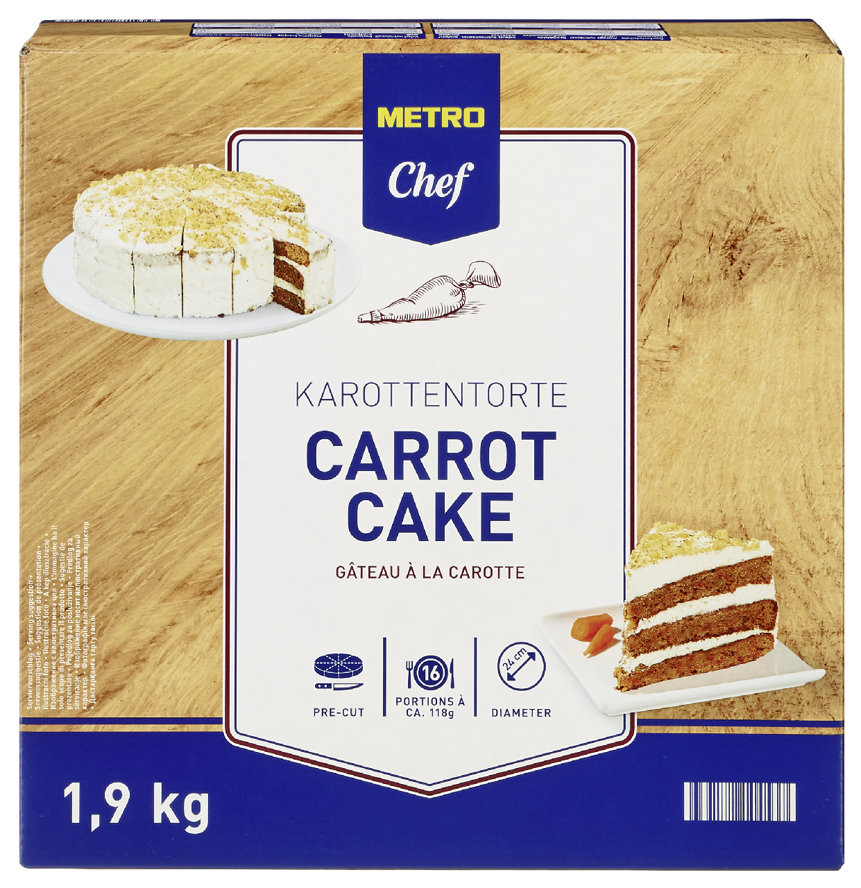 METRO Chef Dort mrkvový krájený mraž. 1,9 kg