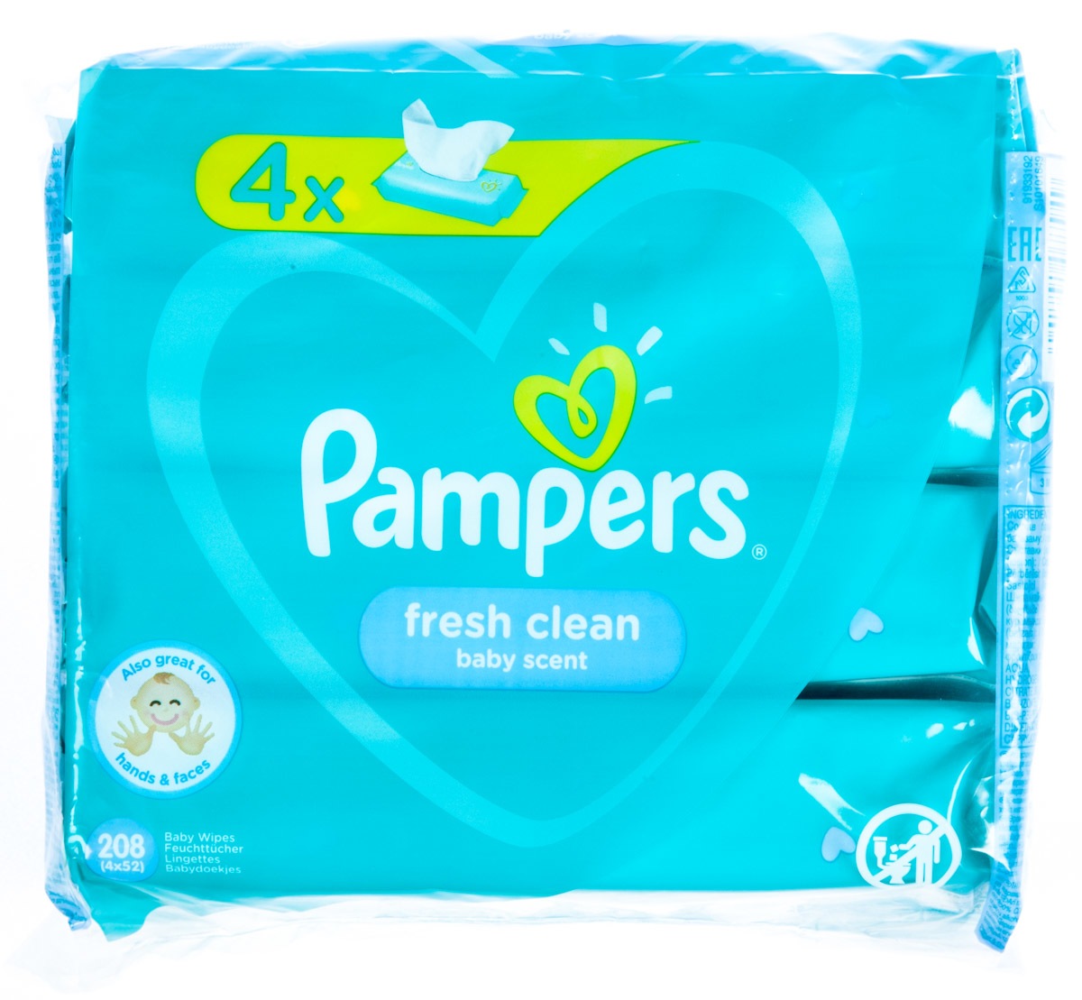 Pampers Fresh Clean dětské vlhčené ubrousky 4 x 52 ks