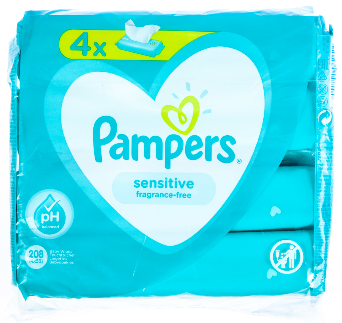 Pampers Sensitive dětské ubrousky vlhčené 4 x 52 ks