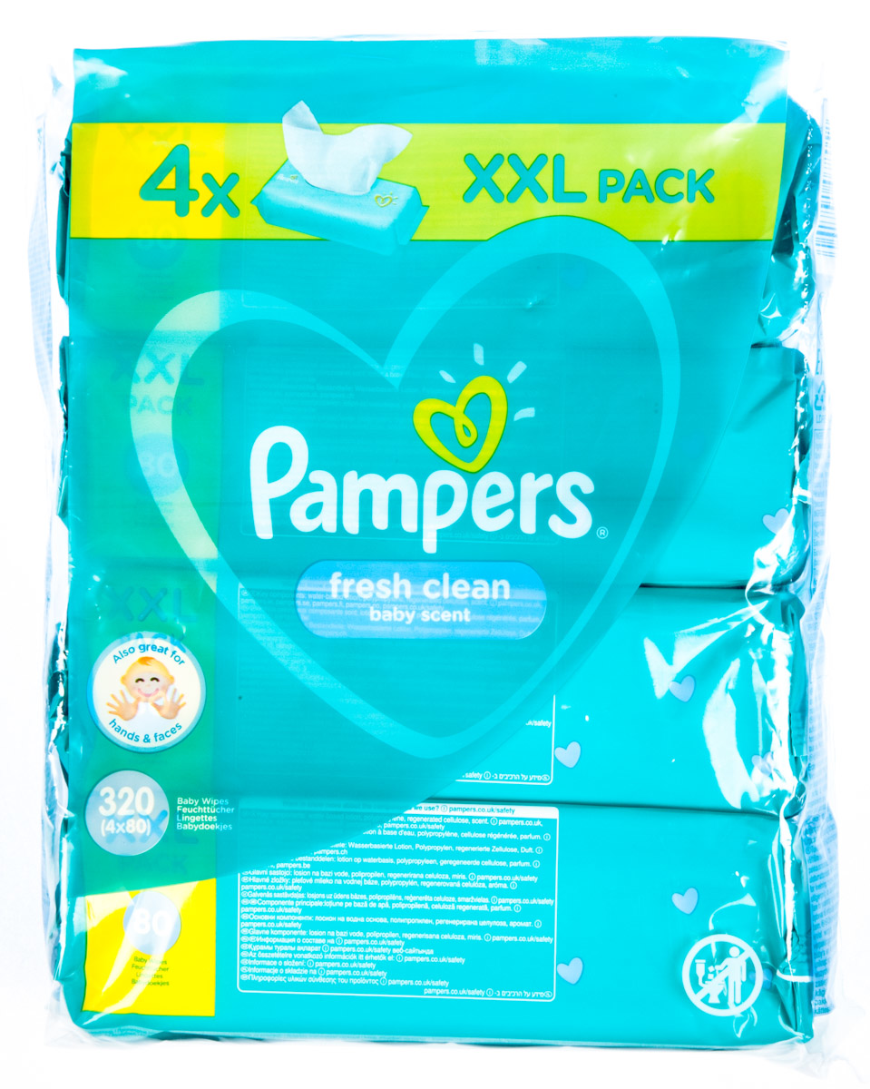 Pampers Fresh clean dětské ubrousky vlhčené XXL 4 x 80 ks