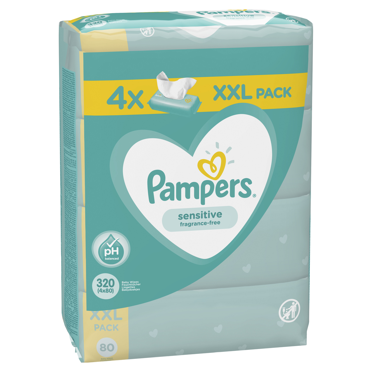 Pampers Sensitive XXL dětské ubrousky vlhčené 4 x 80 ks