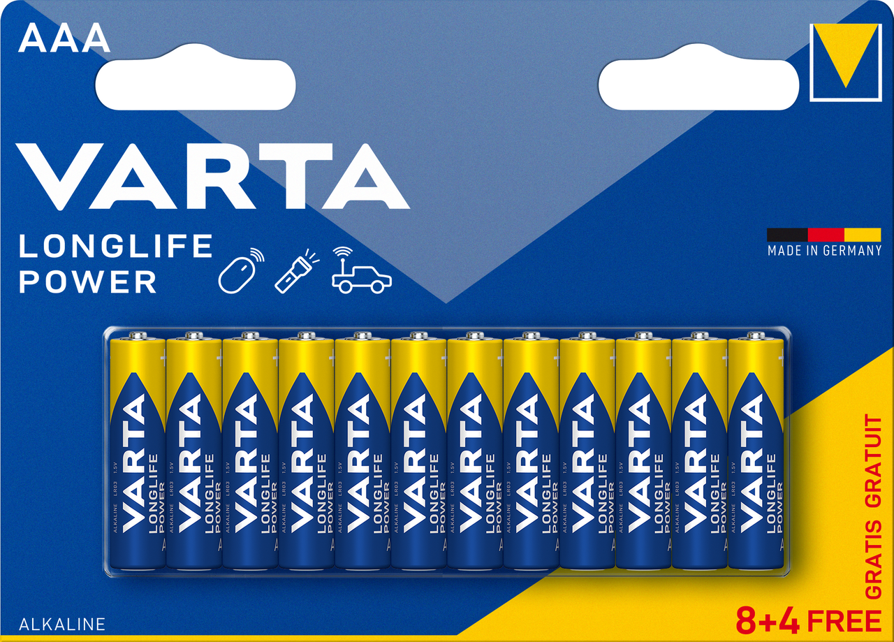 VARTA Baterie Longlife Power AAA 8 + 4 ks
