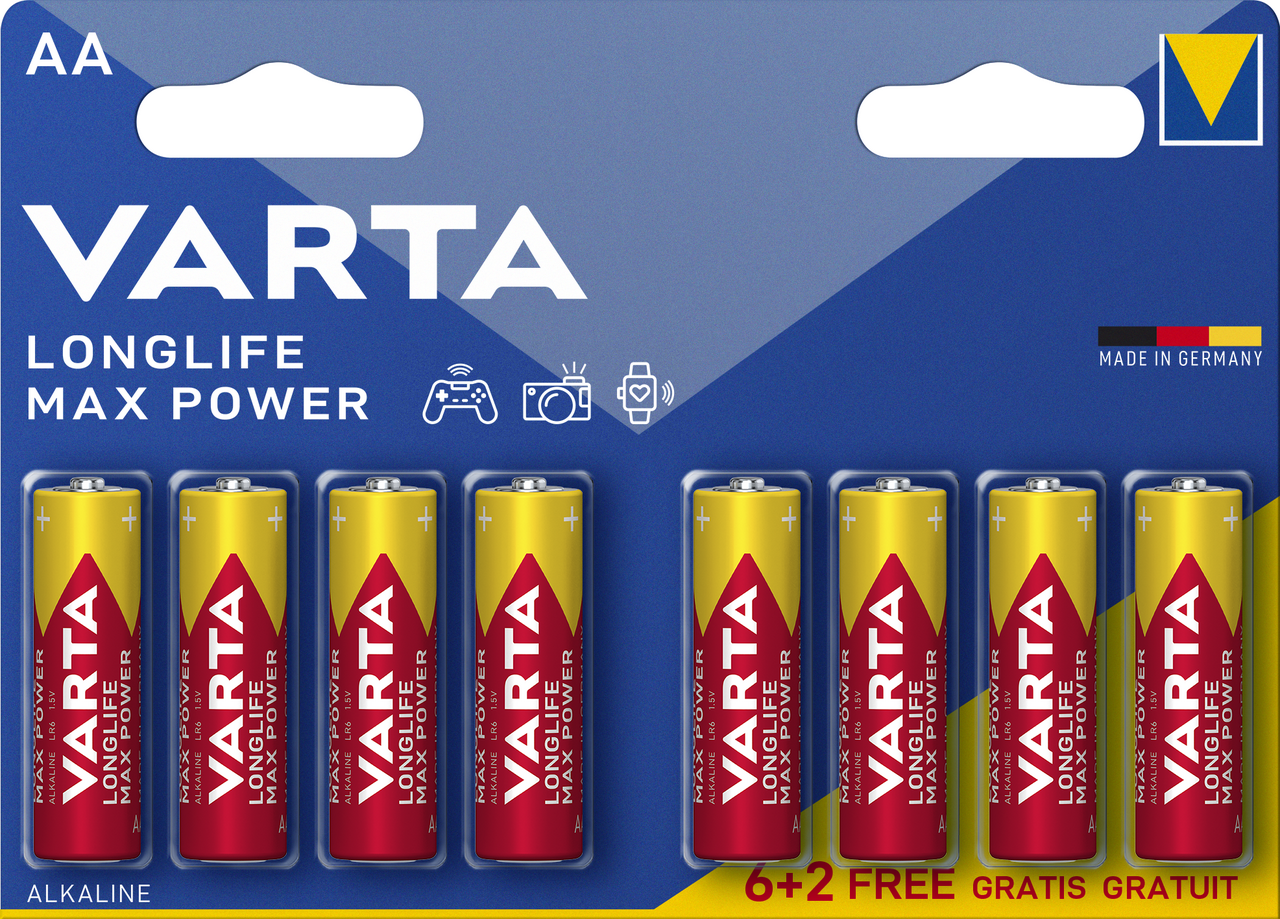 VARTA Baterie Longlife Max Power AA 6 + 2 ks