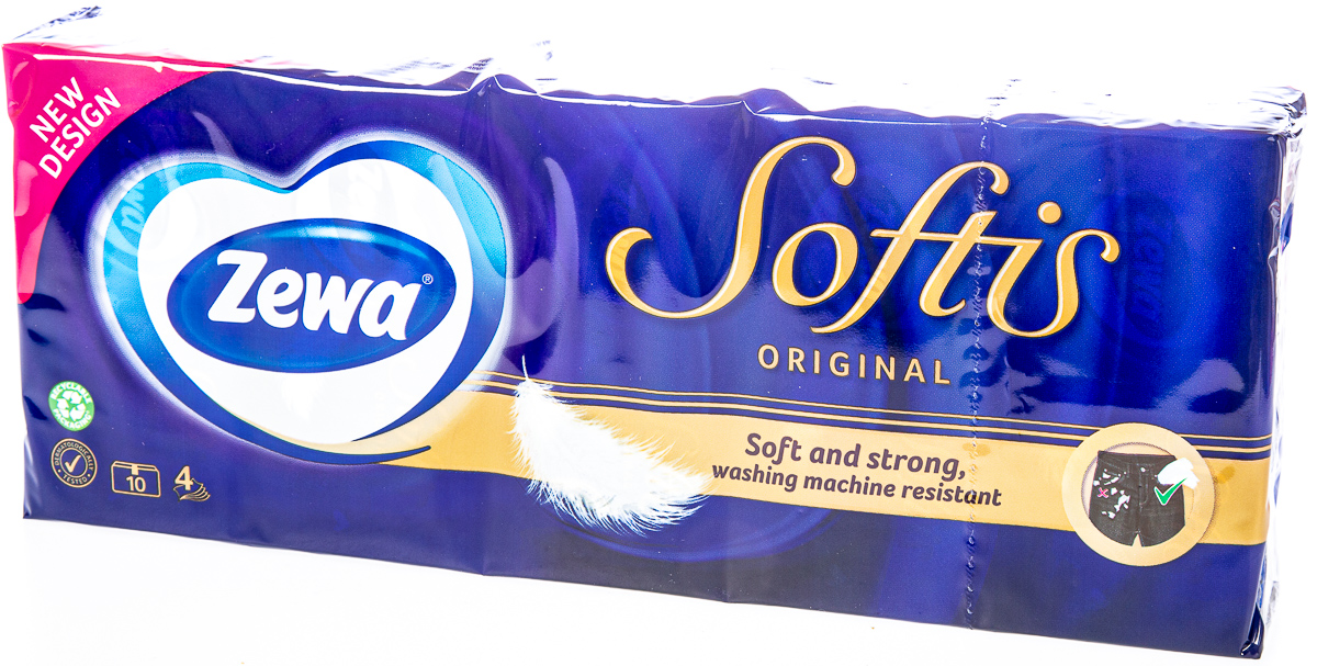Zewa Softis Original papírové kapesníčky 4vrstvé 10 x 9 ks