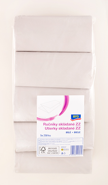 aro ZZ Ručníky papírové 1vrstvé bílé 5 x 250 ks
