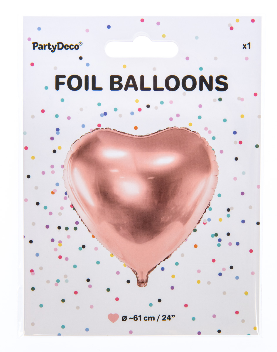 PARTY DECO Balónek 61 cm srdce růžová fólie 1 ks