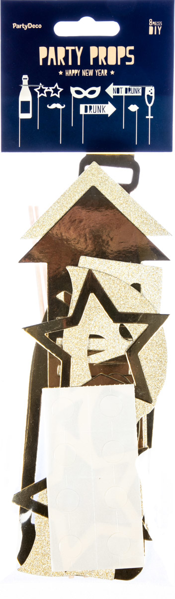 PARTY DECO Party rekvizity na focení mix zlatá 8 ks