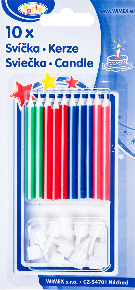 Svíčky barevné se stojánkem 6 cm 10 ks