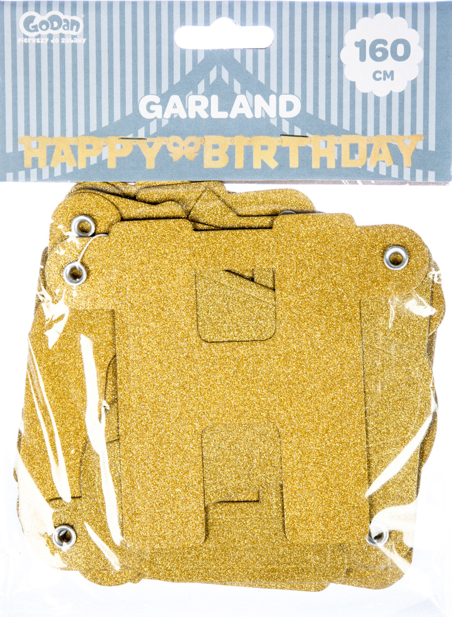 GoDan Girlanda s nápisem Happy Birthday zlatá 1 ks