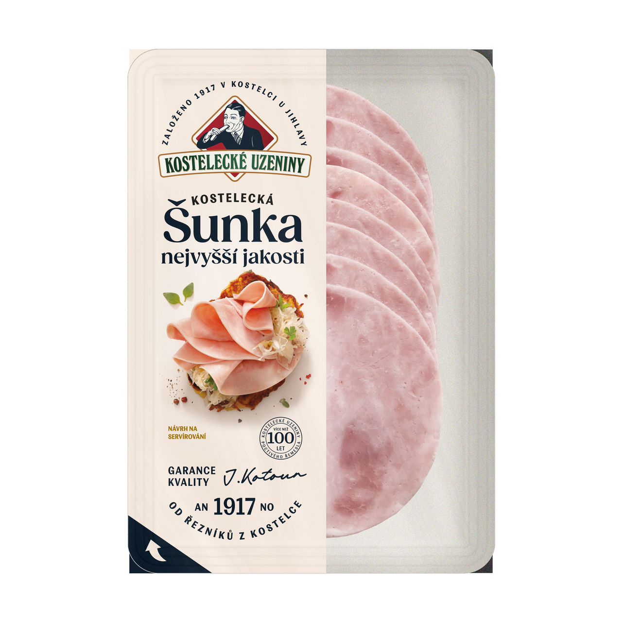 Kostelecké uzeniny Šunka nejvyšší jakosti plátky chlaz. 100 g