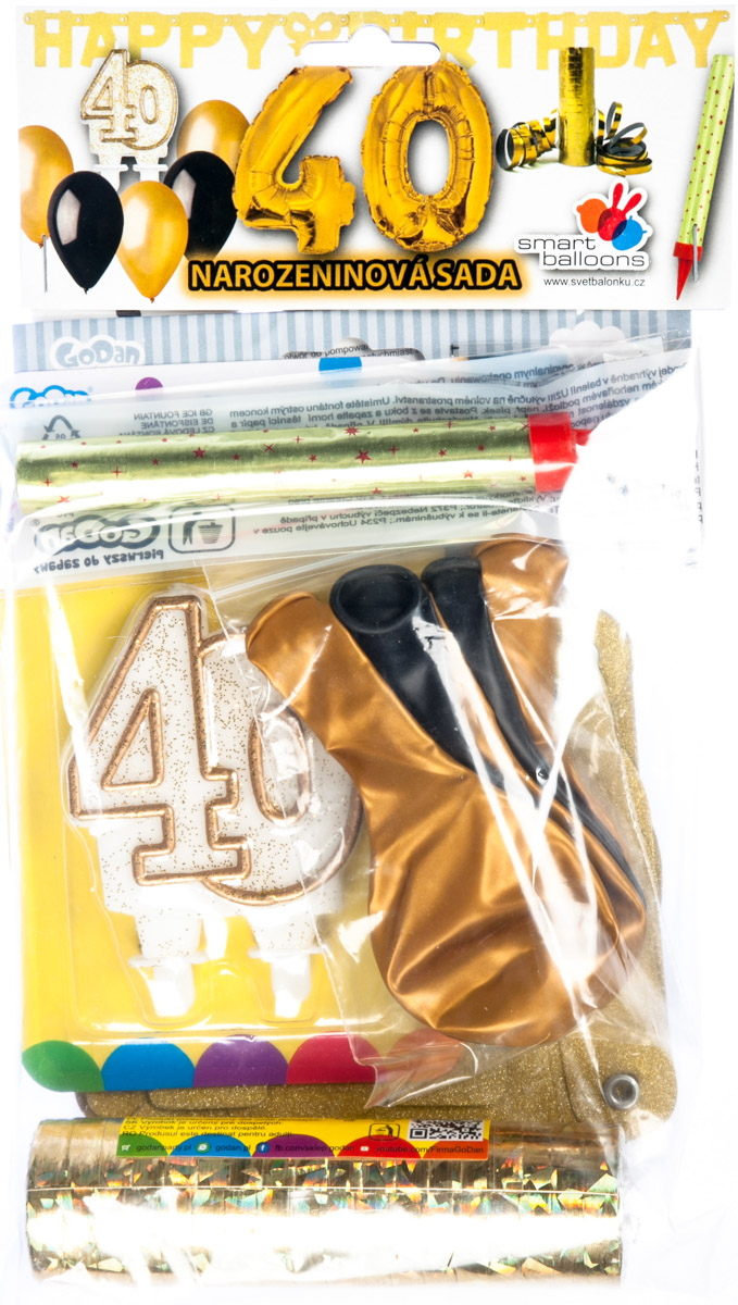 SMARTBALLOONS Narozeninový set - oslava 40 zlatá 1 ks