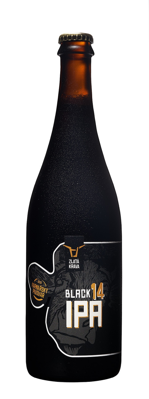 ZLATÁ KRÁVA Black IPA 14° pivo 700 ml