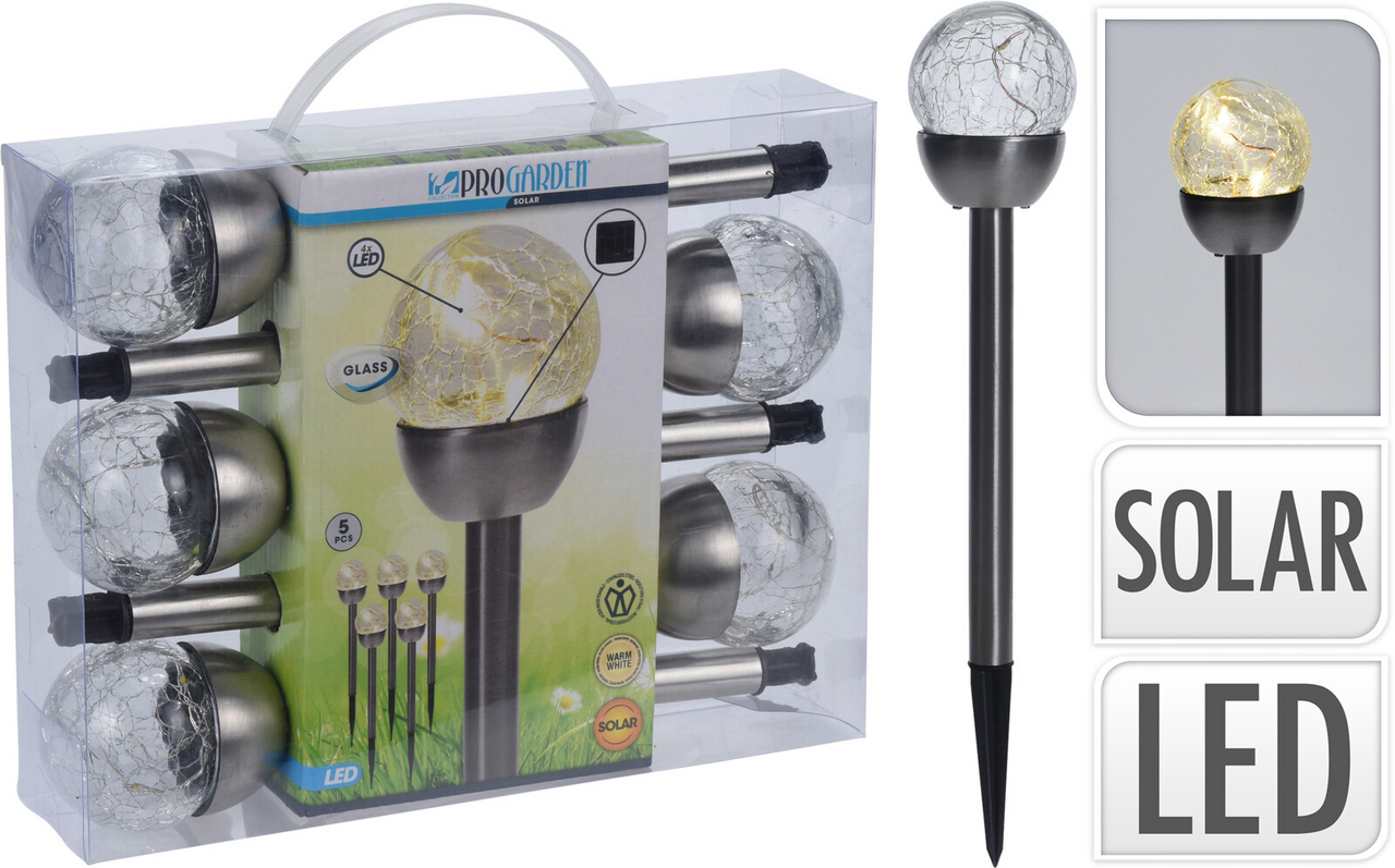 Světla solární - koule žlutá 5 ks