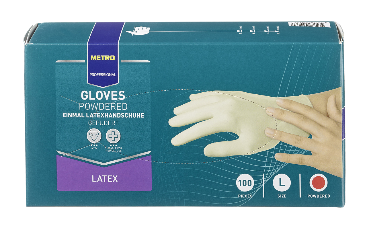 METRO PROFESSIONAL Rukavice latexové L bílé 100 ks