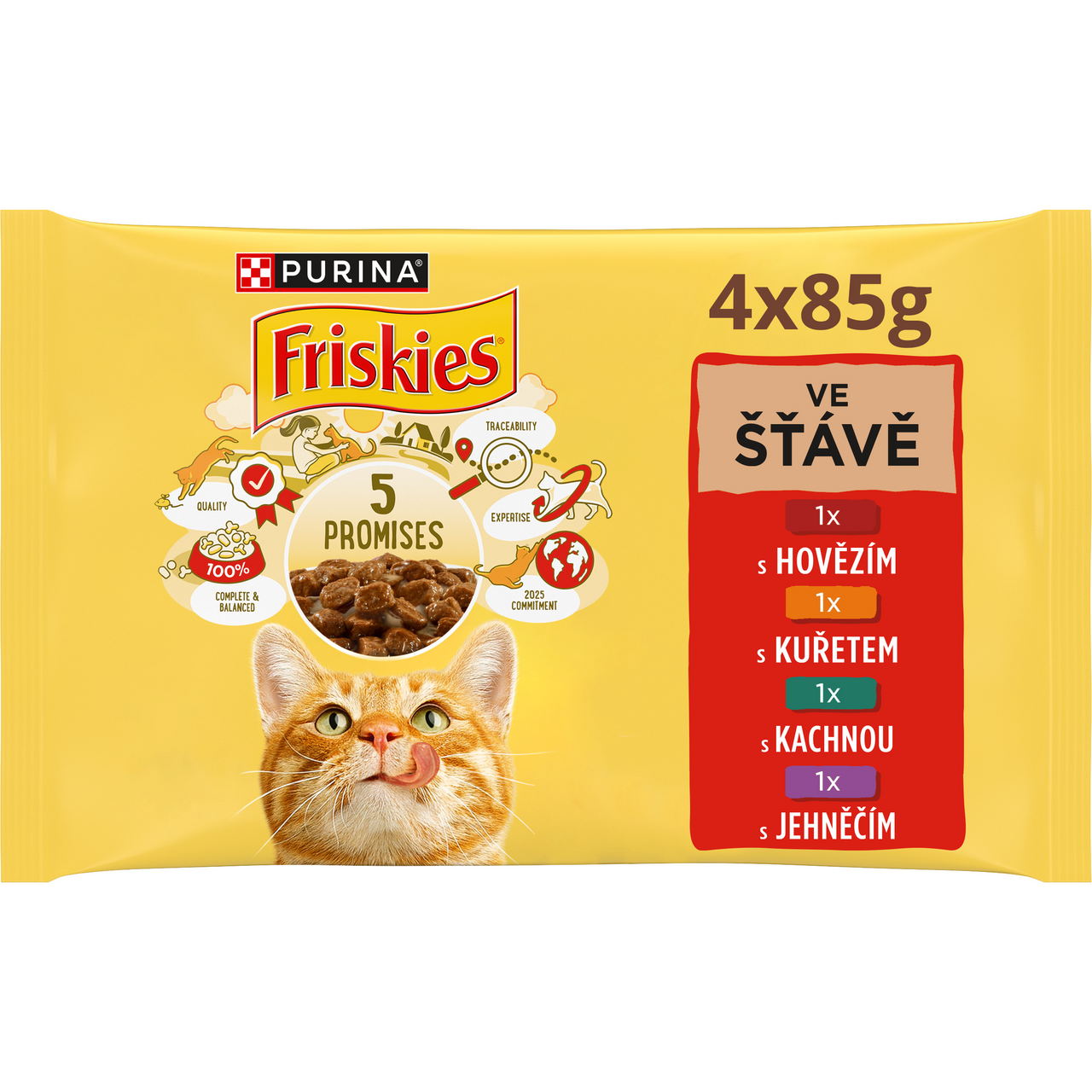 Friskies kapsičky pro kočky kuře, hovězí, jehněčí, kachna 4 x 85 g