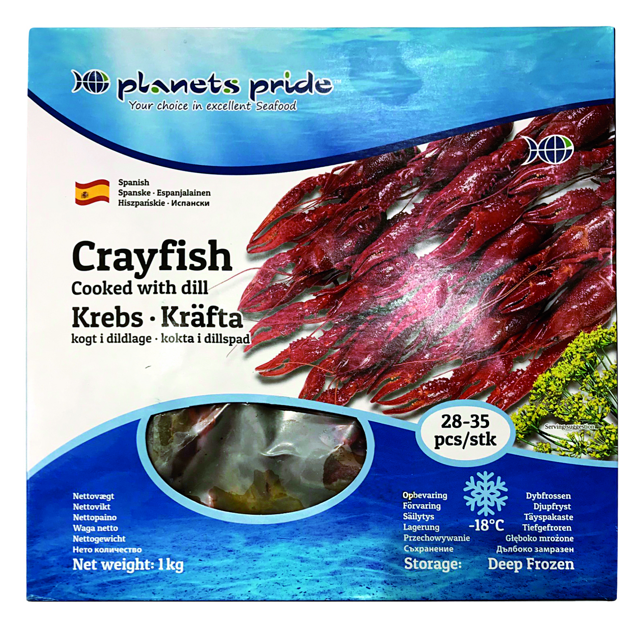 Rak červený celý 28/35 mraž. 1 kg